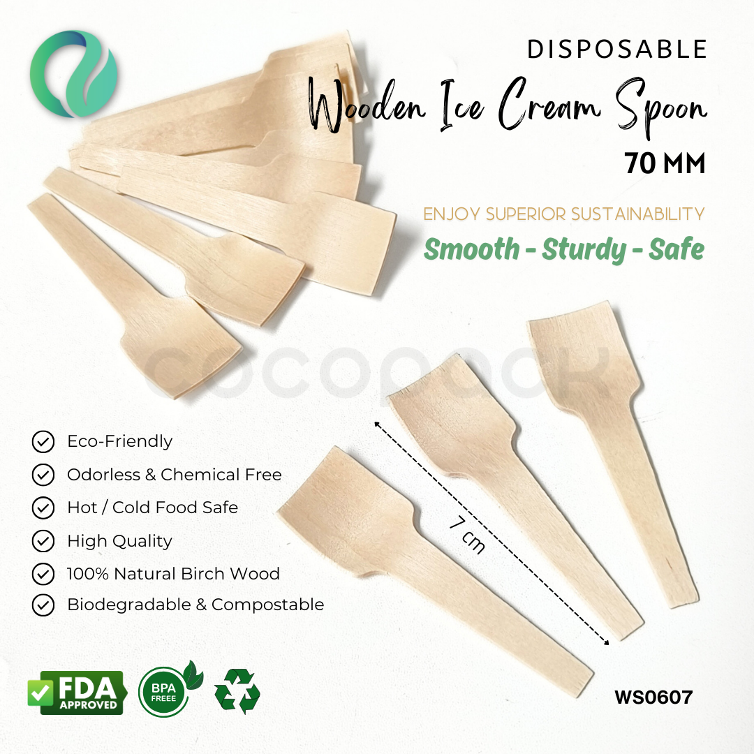 Disposable Wooden Mini Spoon 7 cm - Gambar 2