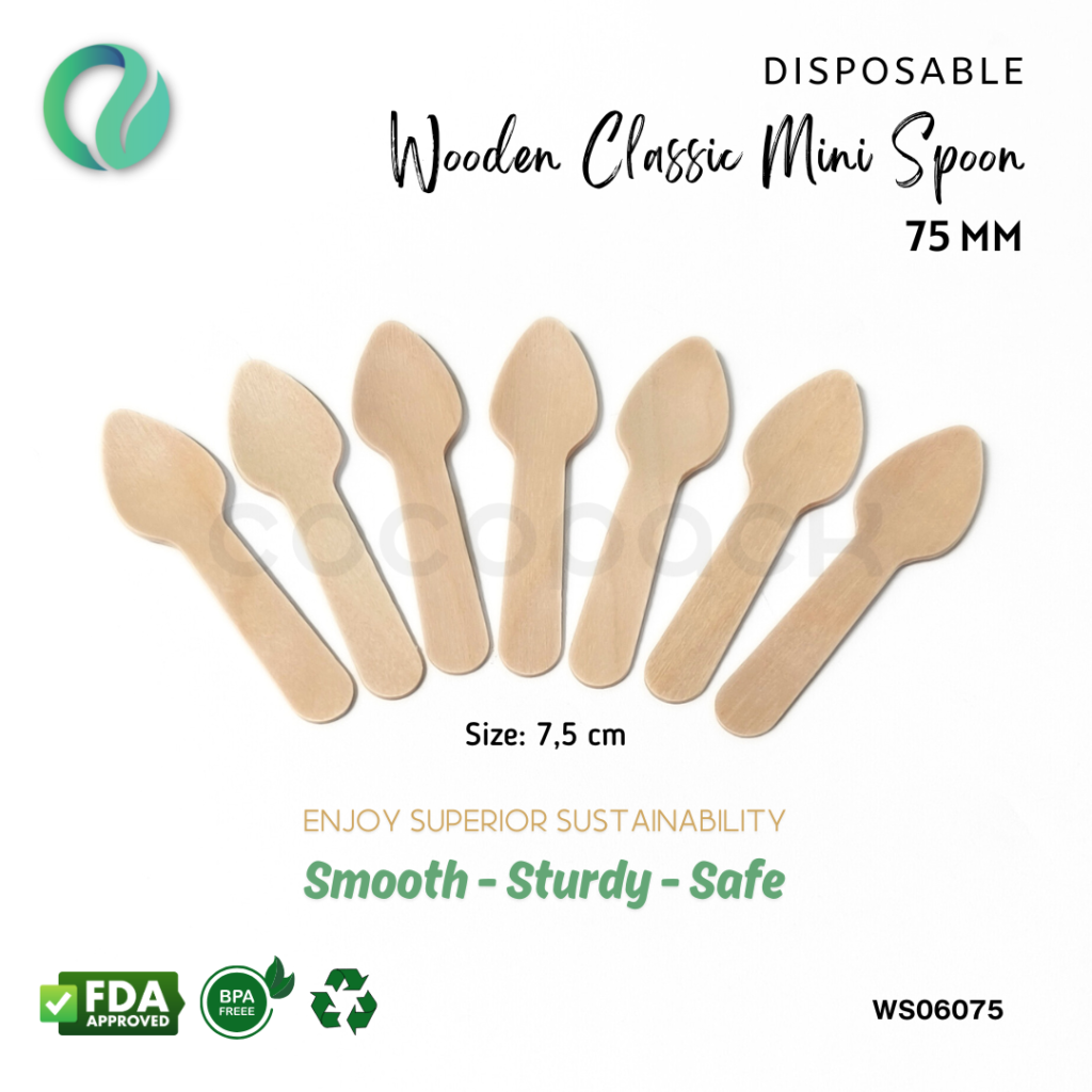 Disposable Wooden Mini Spoon 7,5 cm