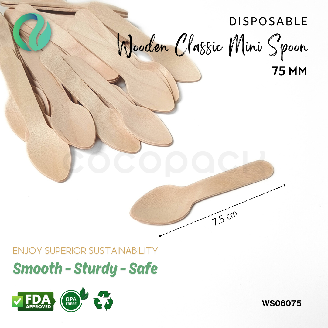 Disposable Wooden Mini Spoon 7,5 cm - Gambar 5