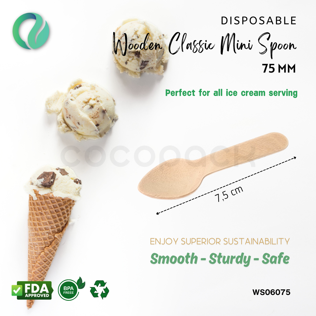 Disposable Wooden Mini Spoon 7,5 cm - Gambar 2