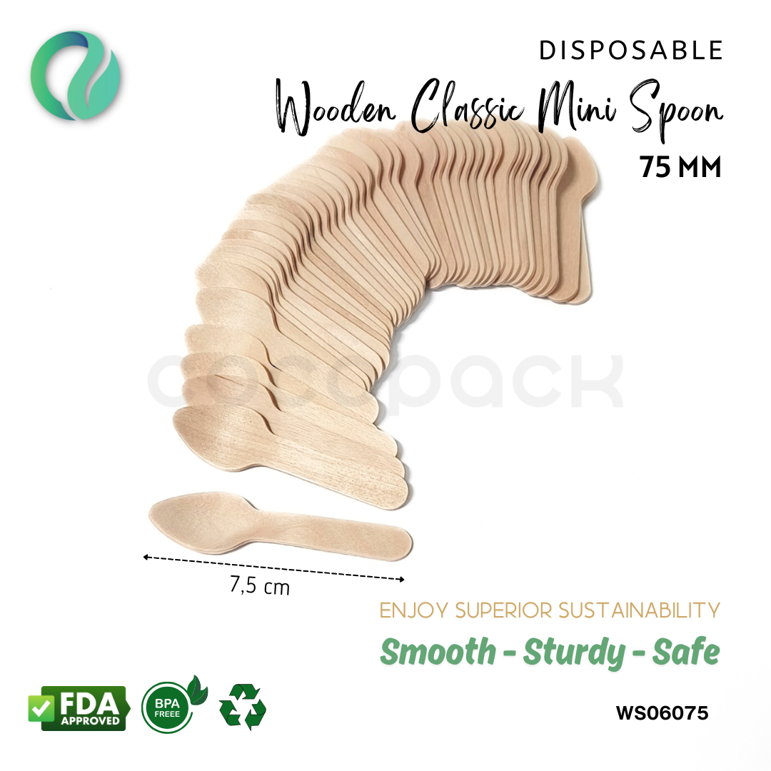Disposable Wooden Mini Spoon 7,5 cm - Gambar 4