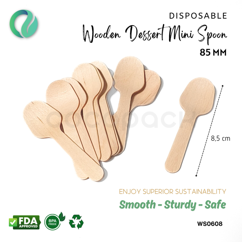 Disposable Wooden Mini Spoon 8,5 cm