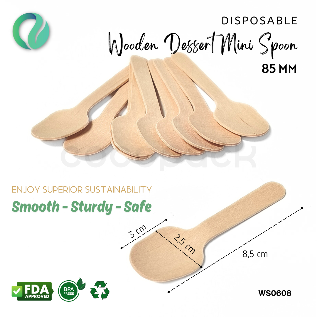 Disposable Wooden Mini Spoon 8,5 cm - Gambar 2