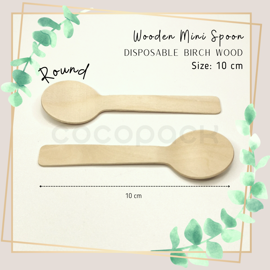 Disposable Wooden Mini Round Spoon 10 cm