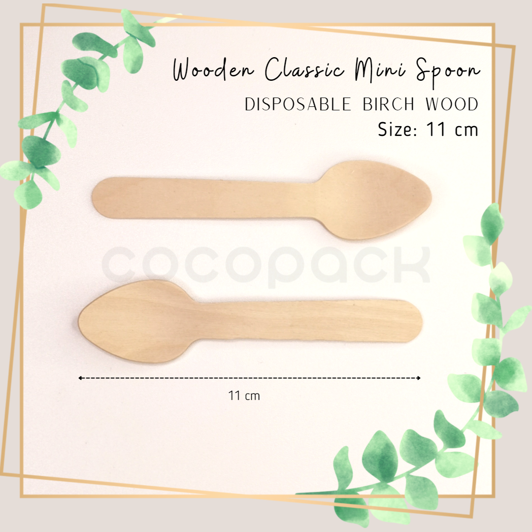 Disposable Wooden Classic Spoon 11 cm - Gambar 5