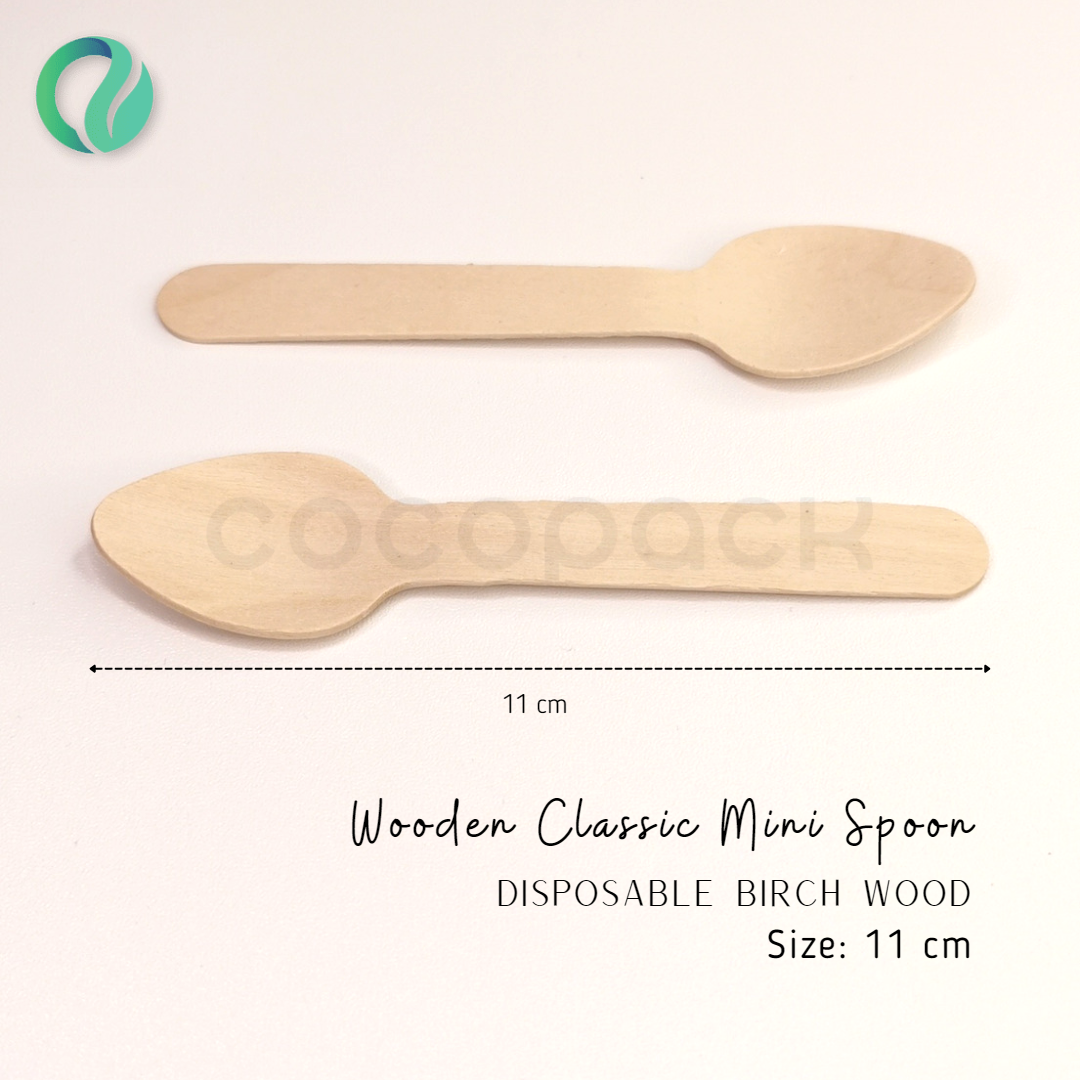Disposable Wooden Classic Spoon 11 cm - Gambar 3
