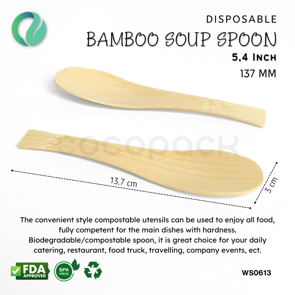 Disposable Bamboo Soup Spoon 13,7 cm