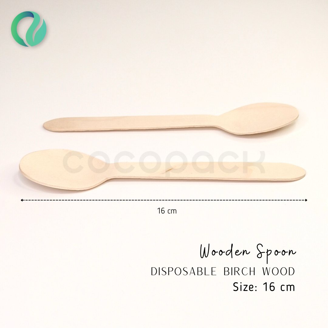 Disposable Wooden Spoon 16 cm - Gambar 3
