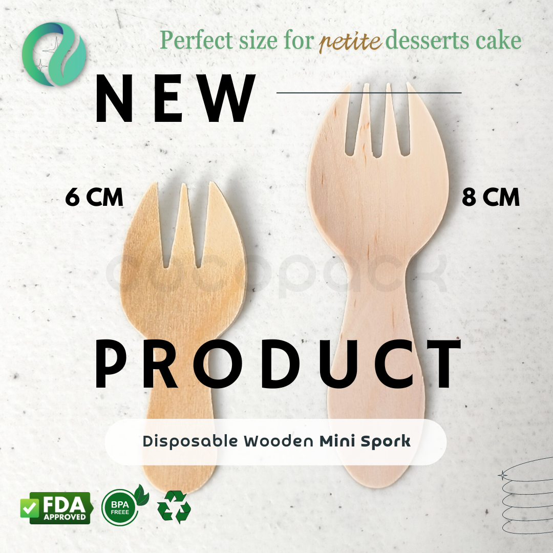 Disposable Wooden Mini Spork 8 cm - Gambar 6