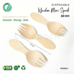 Disposable Wooden Mini Spork 8 cm