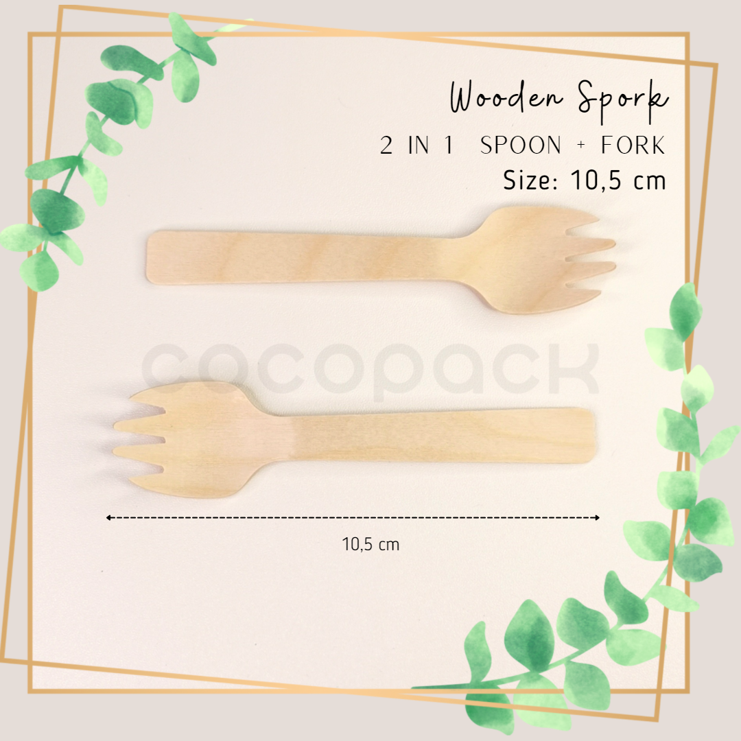 Disposable Wooden Spork 10,5 cm - Gambar 4