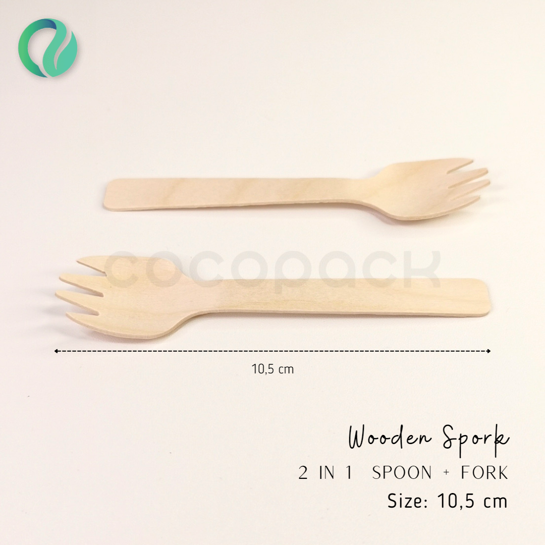 Disposable Wooden Spork 10,5 cm - Gambar 2