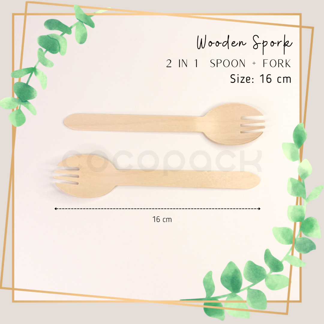Disposable Wooden Spork 16 cm - Gambar 5
