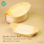 Disposable Wooden Boat Sushi Tray 8 inch