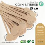 Wooden Coin Coffee Stirrer 15 cm