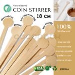Wooden Coin Coffee Stirrer 18 cm