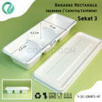 Bagasse Rectangle Japanese Container - 3 DIV