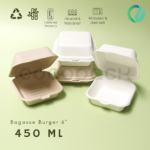 Bagasse Clamshell 6" Burger Box